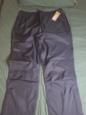NWT Eddie Bauer Black Nylon Packable Rain Pants